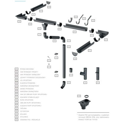 BRYZA STAL Lej spustowy 125/90 mm - CIEMNY GRAFIT